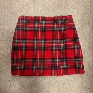 Red Plaid Mini Skirt